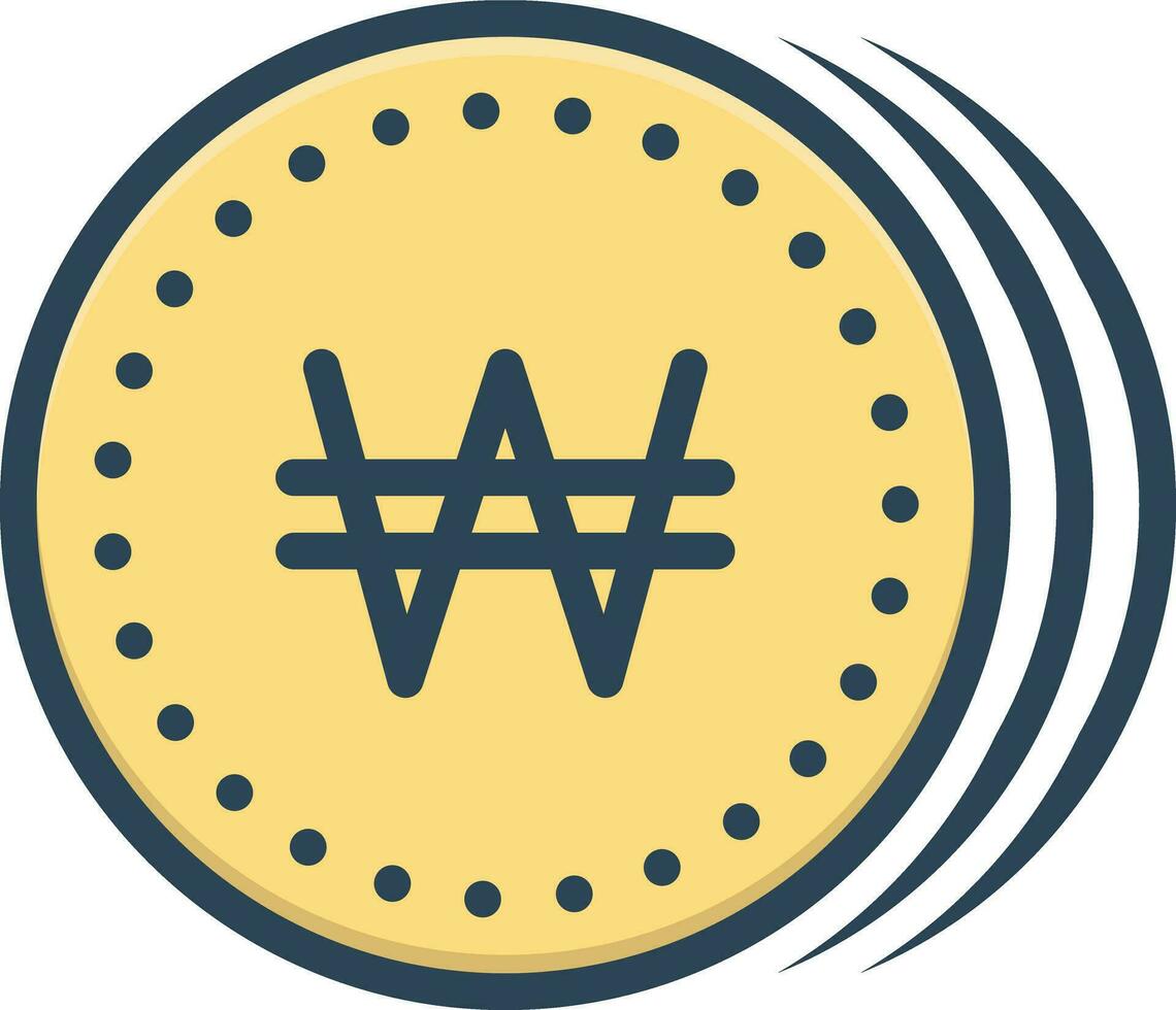 color icon for won vector