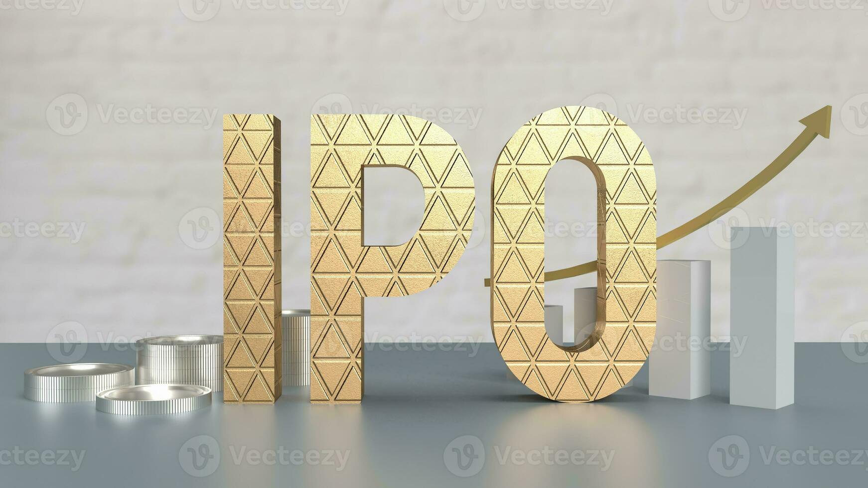 The gold ipo on table for Business concept 3d rendering photo