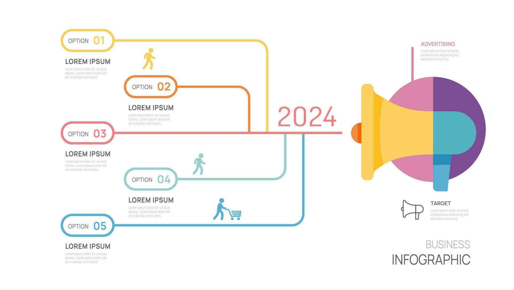 Infographic megaphone advertising diagram template for business. presentation vector infographics.