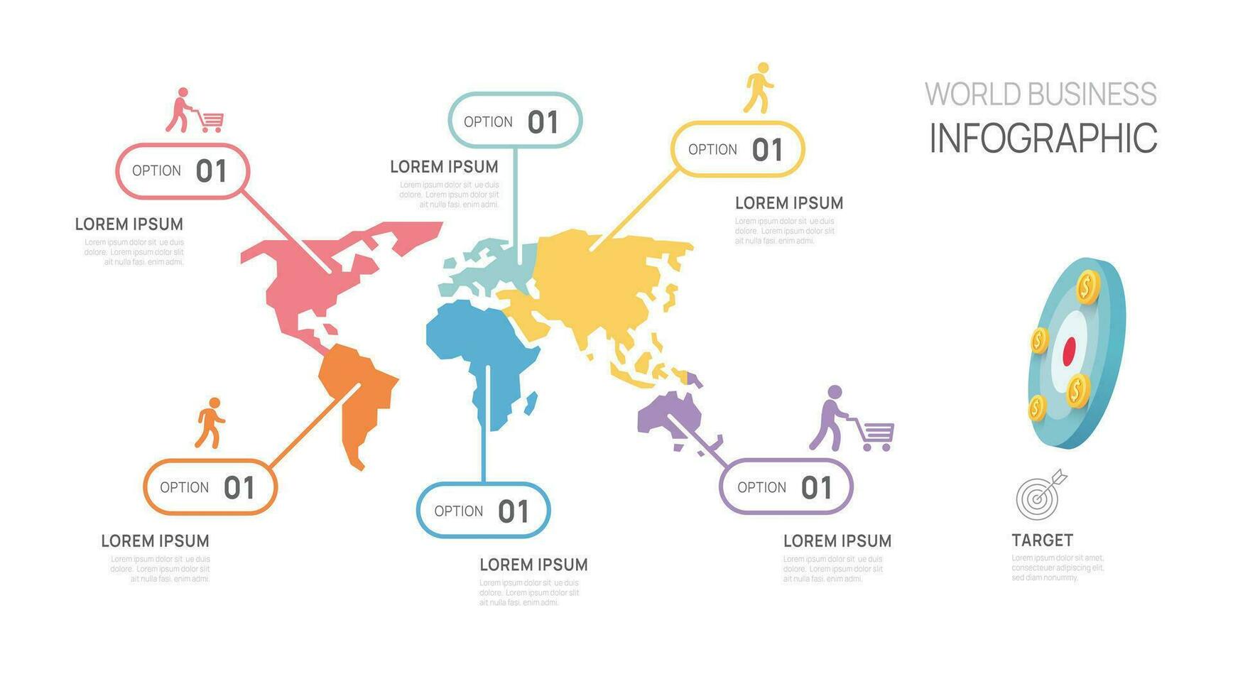 infografía mundo mapa negocio diagrama modelo para negocio. presentación vector infografía.