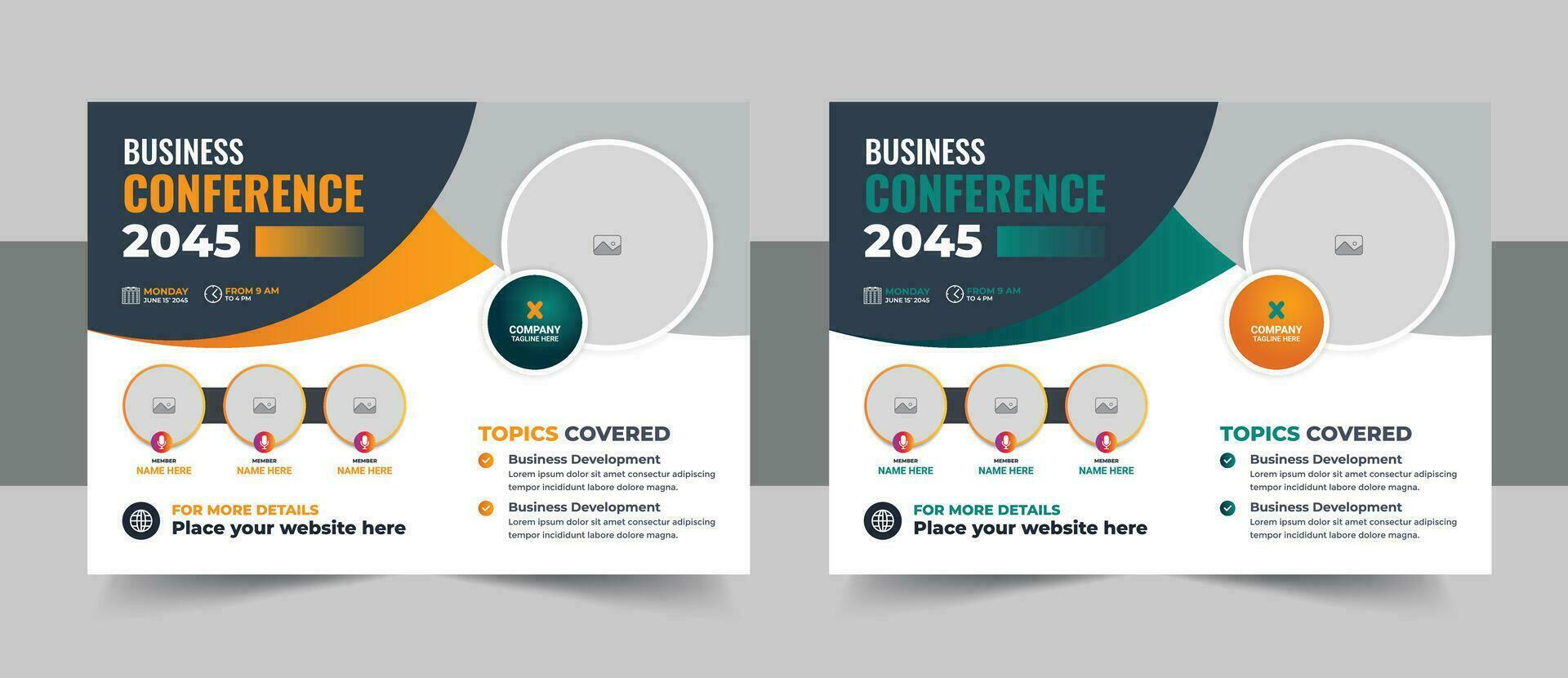 Abstract Business conference or webinar horizontal flyer and invitation banner design vector