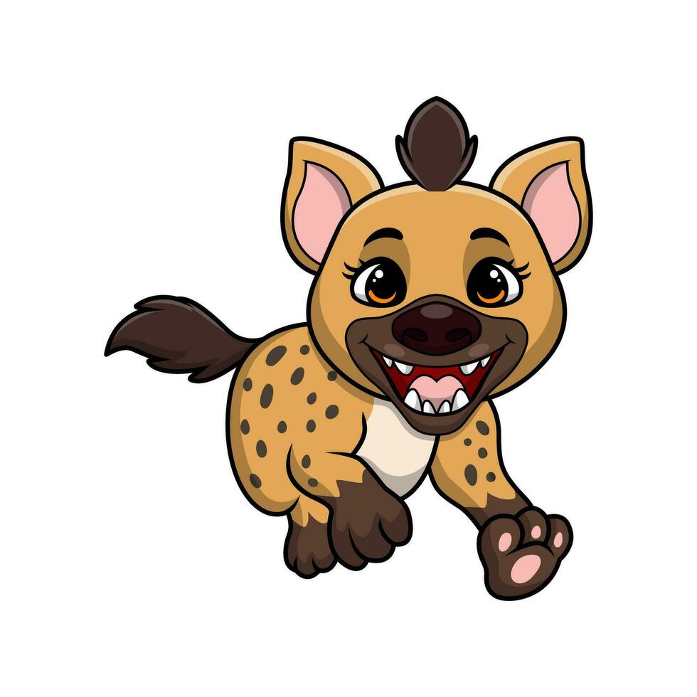 Cute hyena cartoon on white background vector