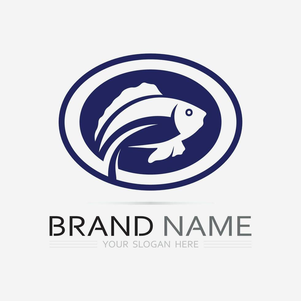 plantilla de logotipo de diseño de icono abstracto de pescado, símbolo de vector creativo de club de pesca o tienda en línea.