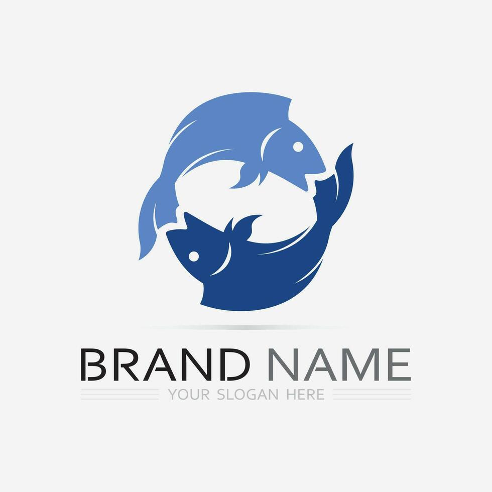 Fish abstract icon design logo template,Creative vector symbol of fishing club or online shop.