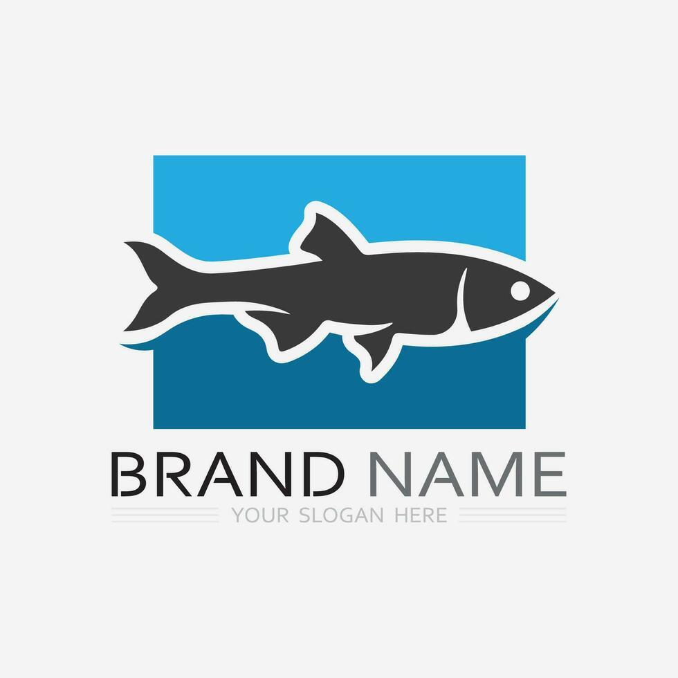 plantilla de logotipo de diseño de icono abstracto de pescado, símbolo de vector creativo de club de pesca o tienda en línea.