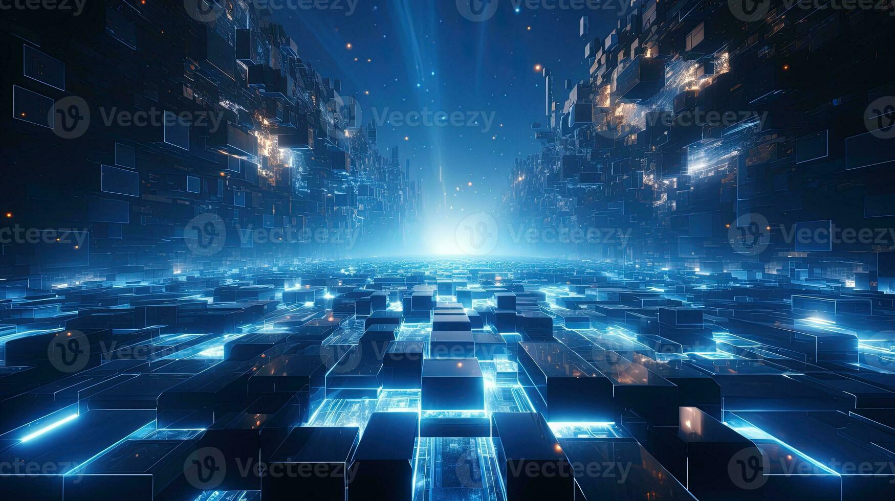 digital galaxy, digital art illustration, Generative AI photo