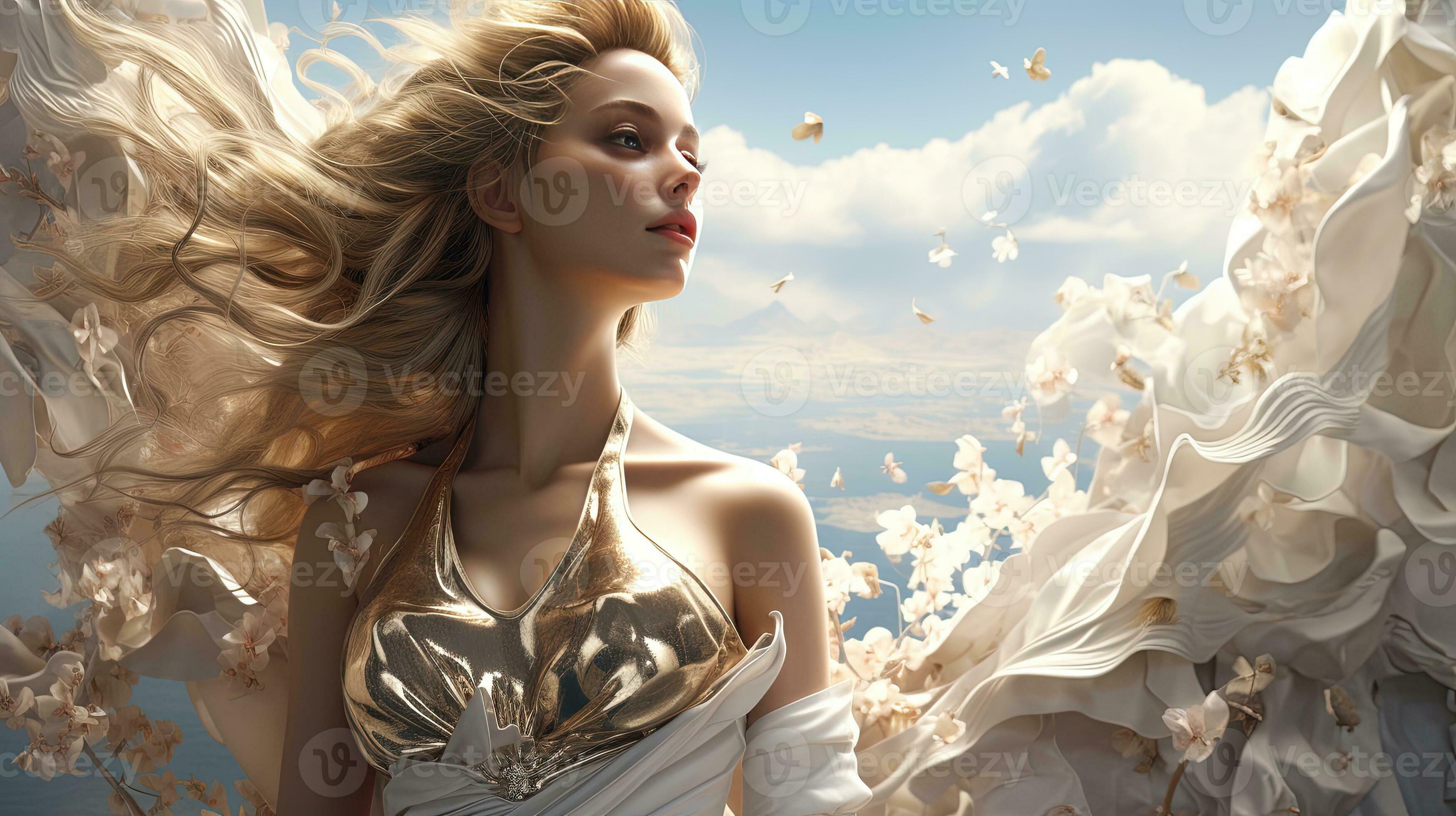 elevated beauty, digital art illustration, Generative AI 29581672 Stock