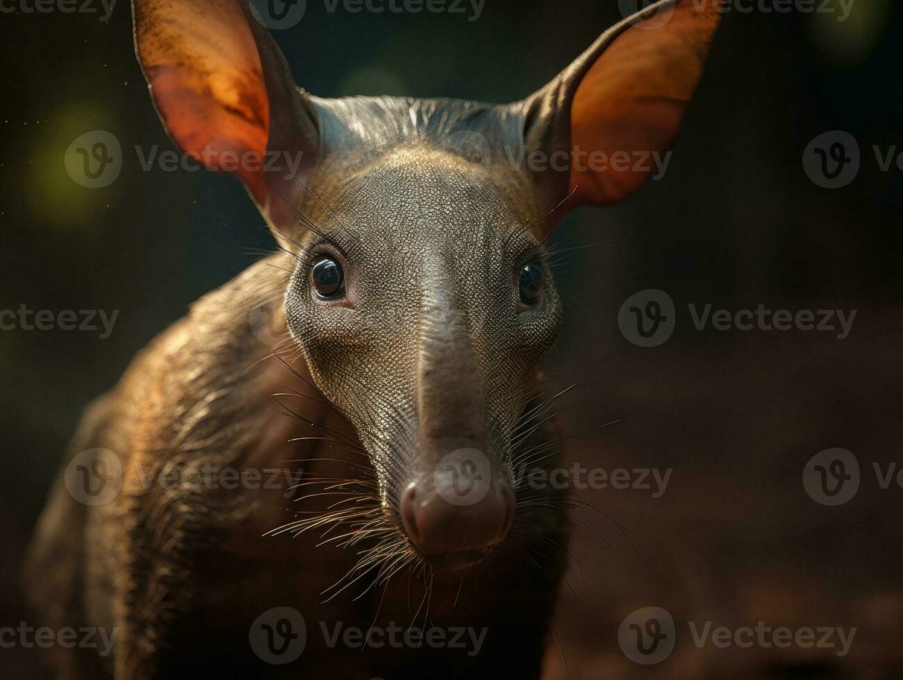 Aardvark portrait created with Generative AI technology photo