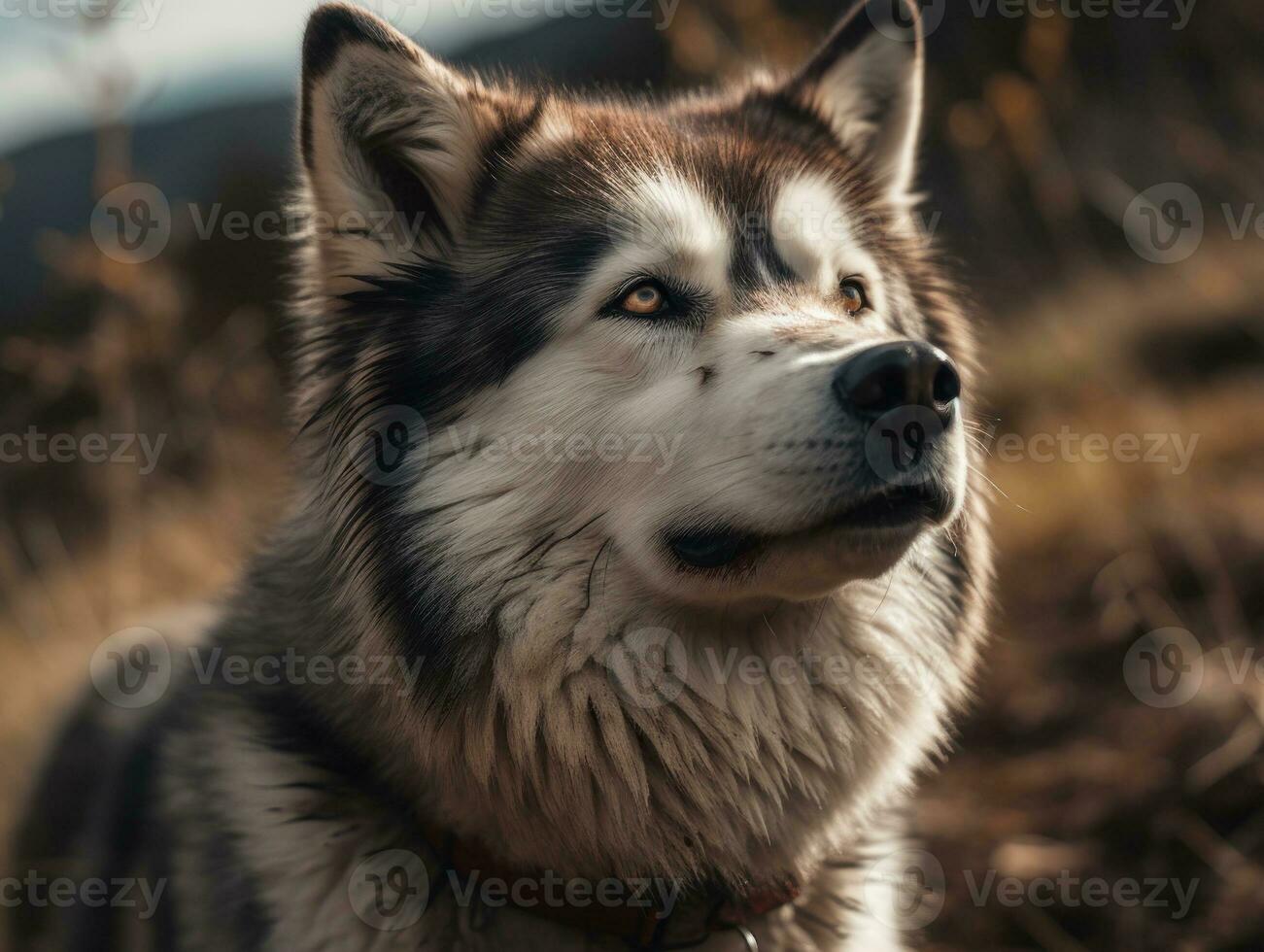 Alaskan Malamute dog created with Generative AI technology photo