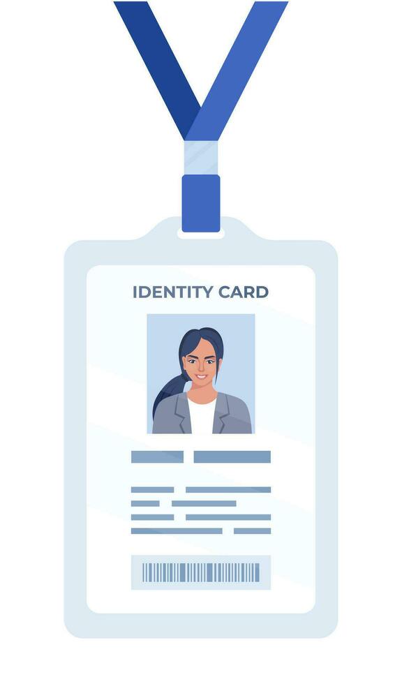 moderno el plastico carné de identidad tarjeta modelo con corchete y acollador. corporativo identidad tarjeta. vector ilustración.