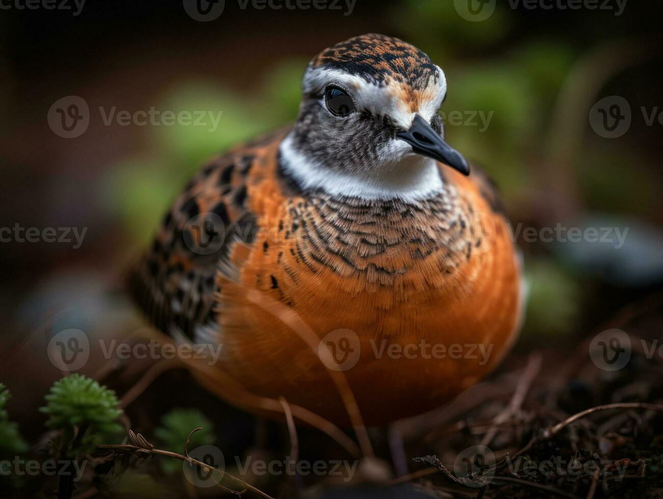 Dotterel bird portrait created with Generative AI technology photo