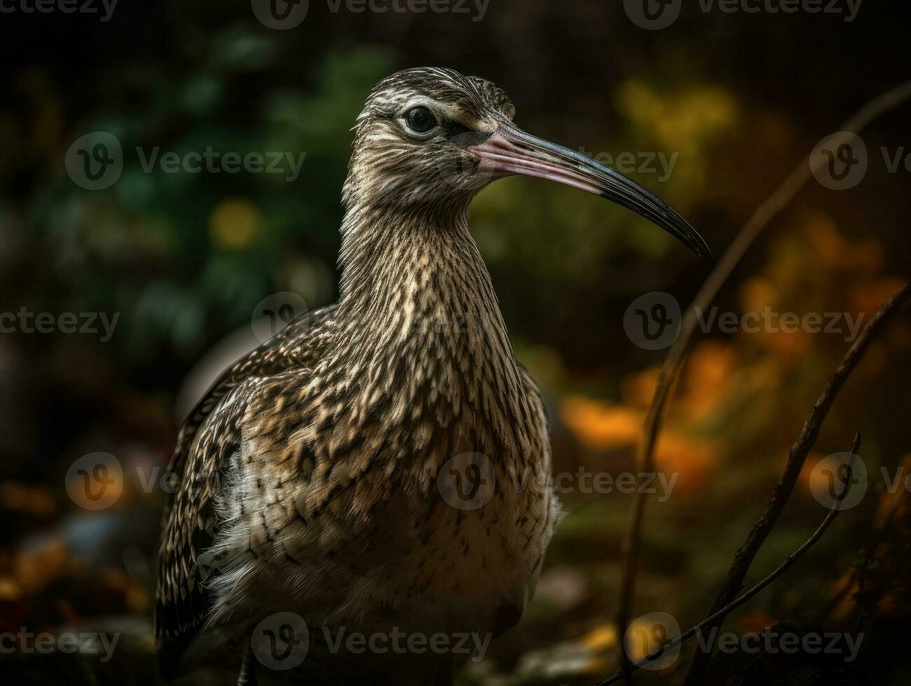 Curlew bird portrait created with Generative AI technology photo