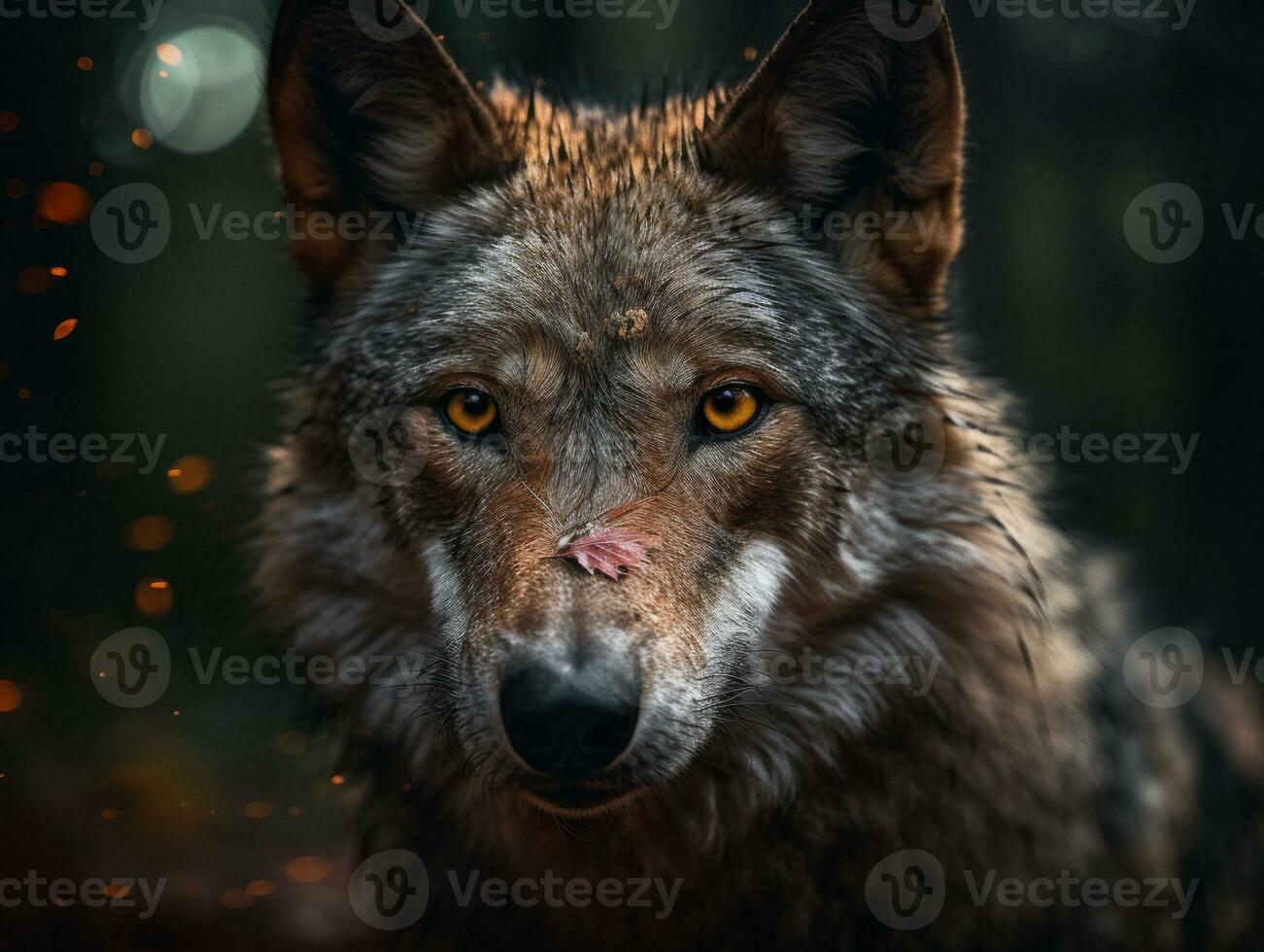 Wolf portrait created with Generative AI technology photo