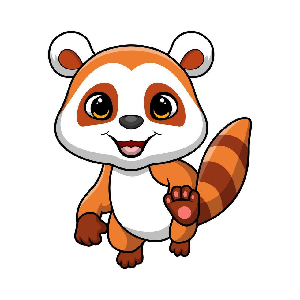 linda pequeño rojo panda dibujos animados en blanco antecedentes vector