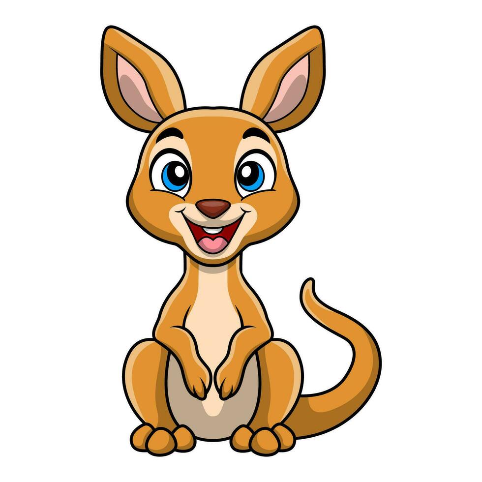 Cute kangaroo cartoon on white background vector