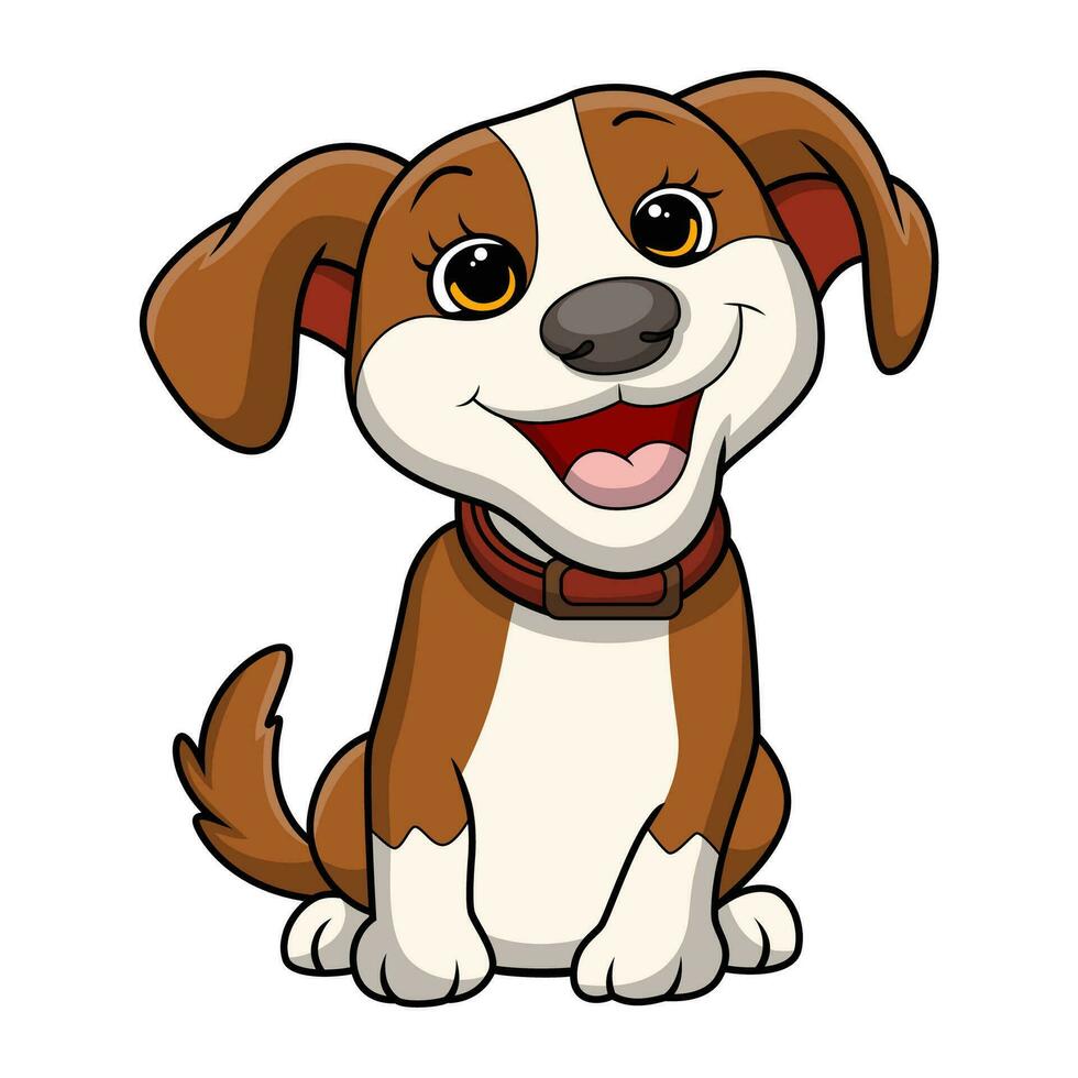 lindo perrito sentado de dibujos animados vector