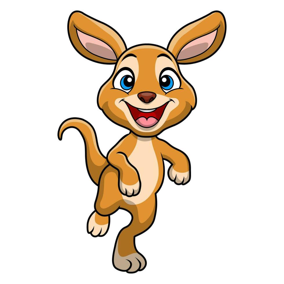 Cute kangaroo cartoon on white background vector