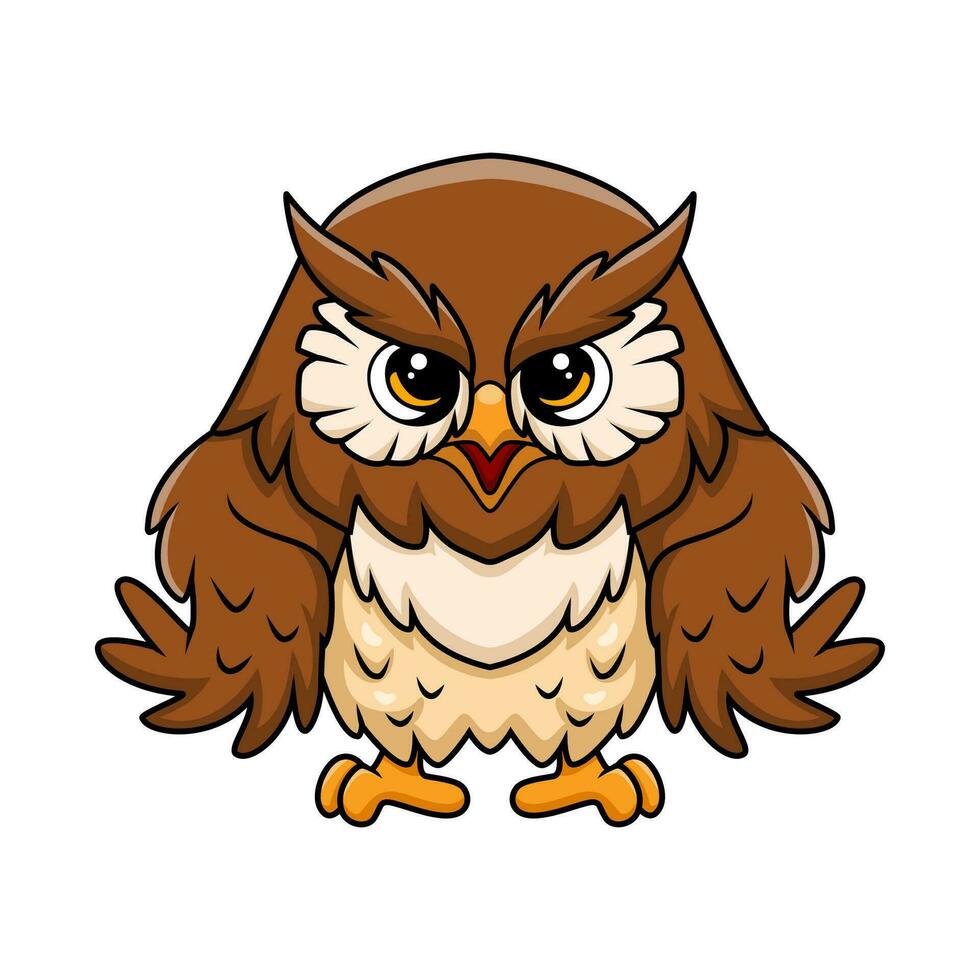 Cute little owl cartoon on white background vector