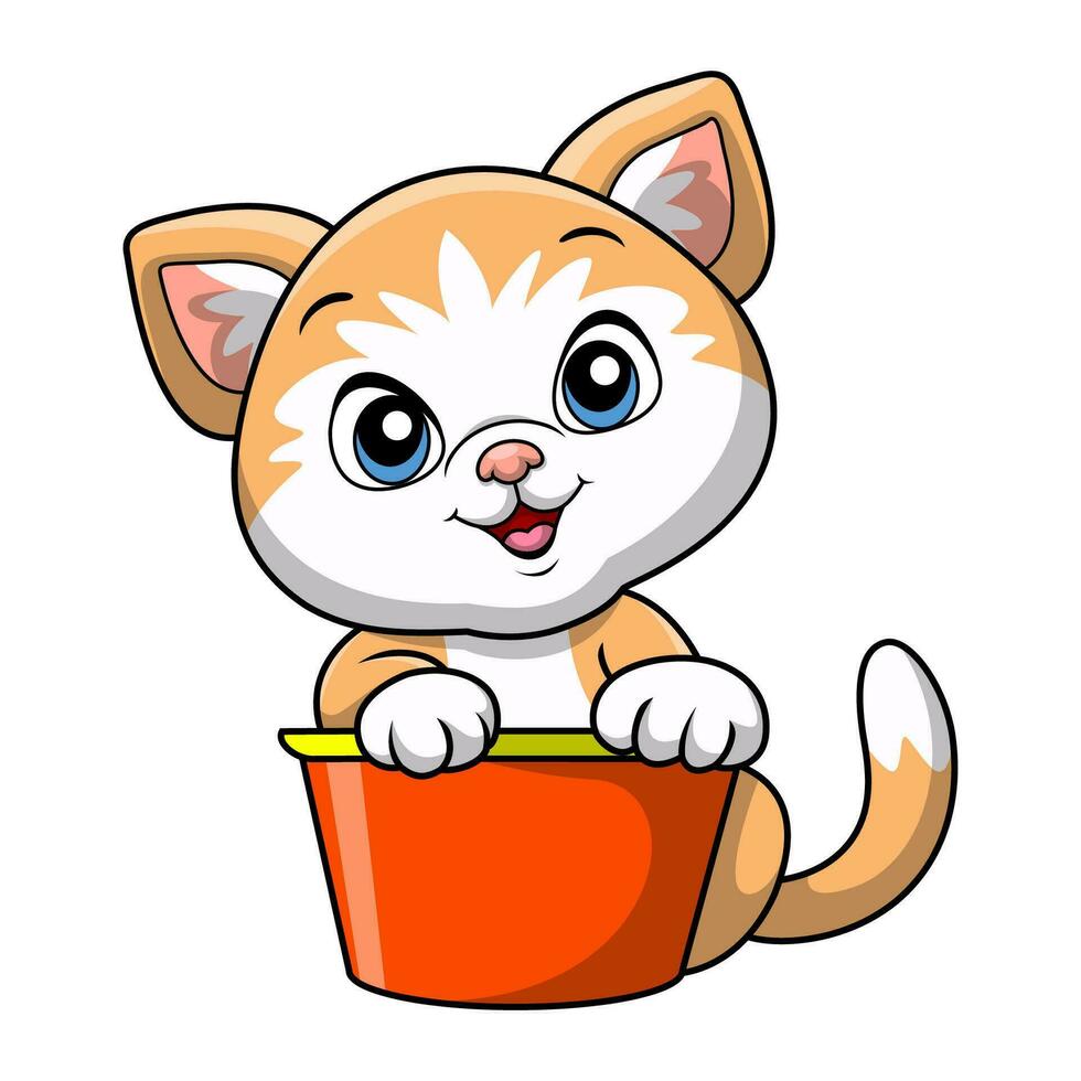 Cute cat cartoon on white background vector