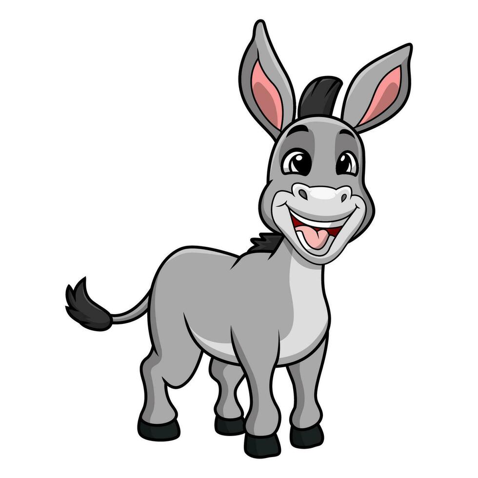 lindo, burro, caricatura, blanco, plano de fondo vector