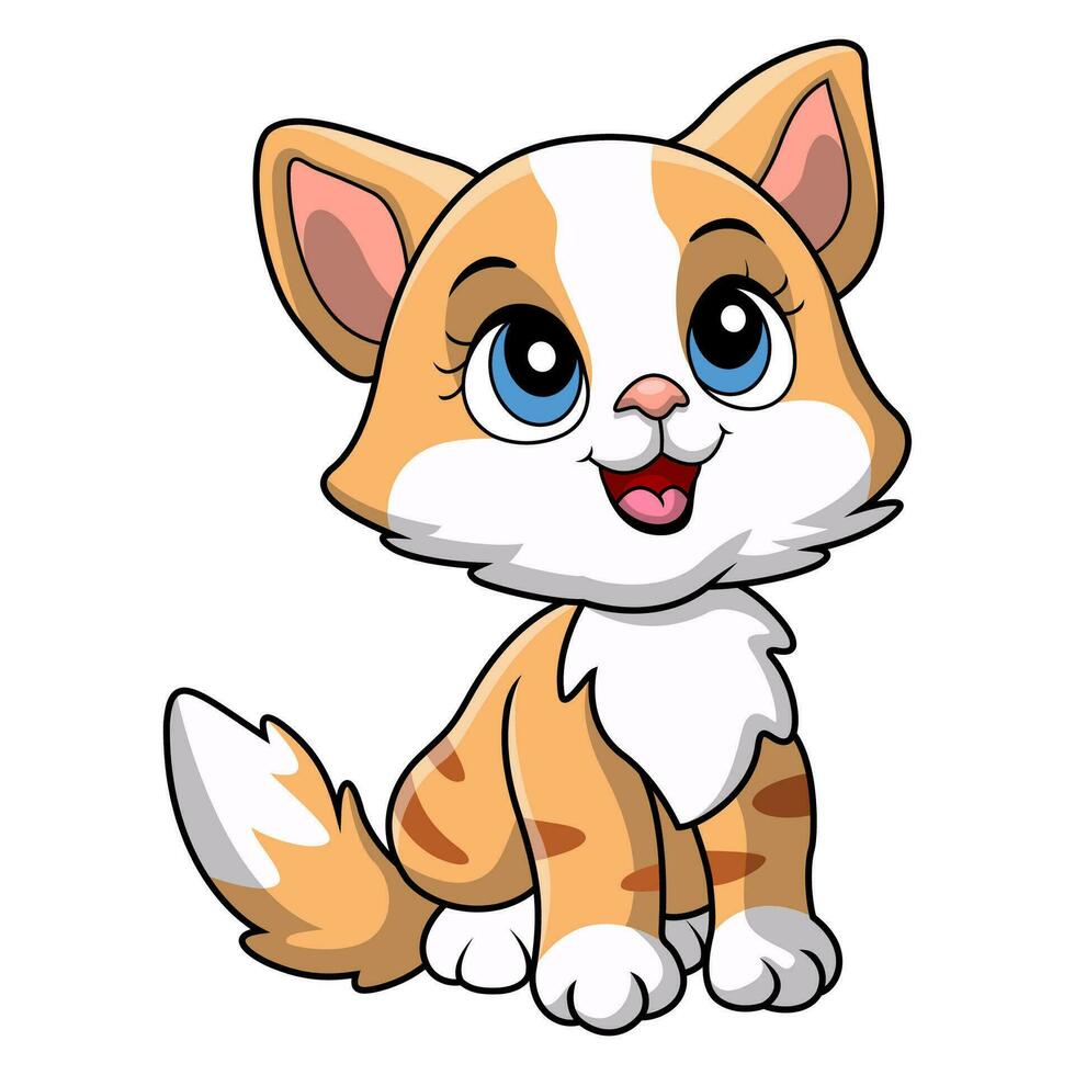 lindo, gato, caricatura, blanco, plano de fondo vector