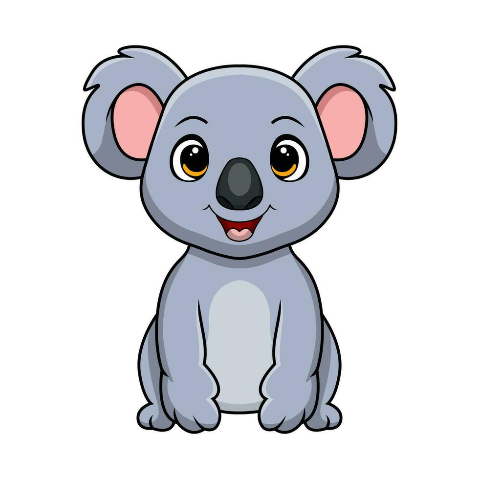 Cute little koala cartoon on white background vector