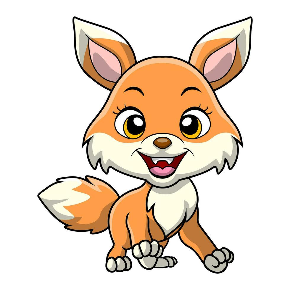 Cute fox cartoon on white background vector