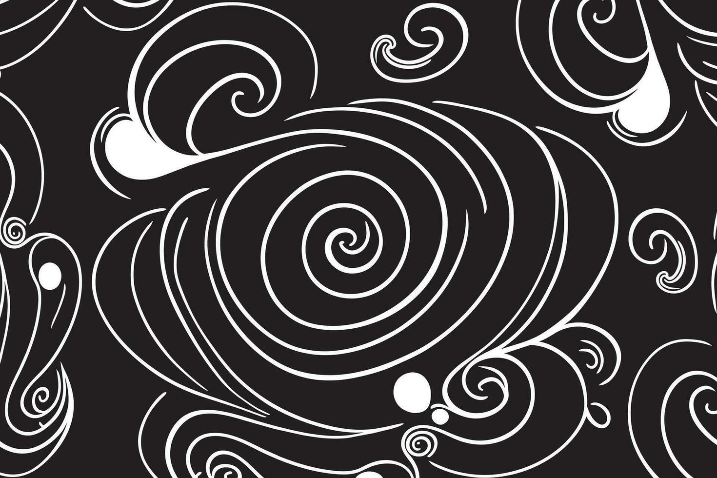 Pattern with swirls in black and white colors. vector