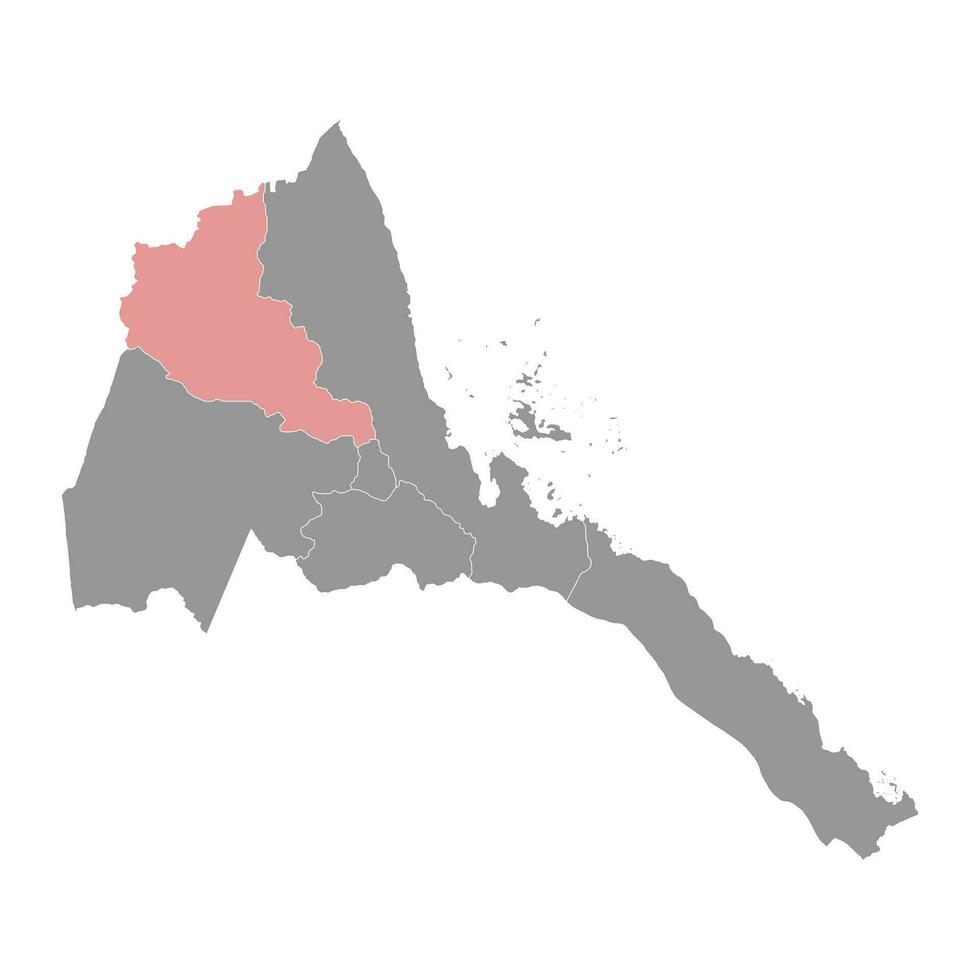 anseba región mapa, administrativo división de eritrea vector ilustración.