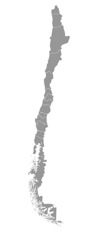 Map with administrative divisions of Chile. vector