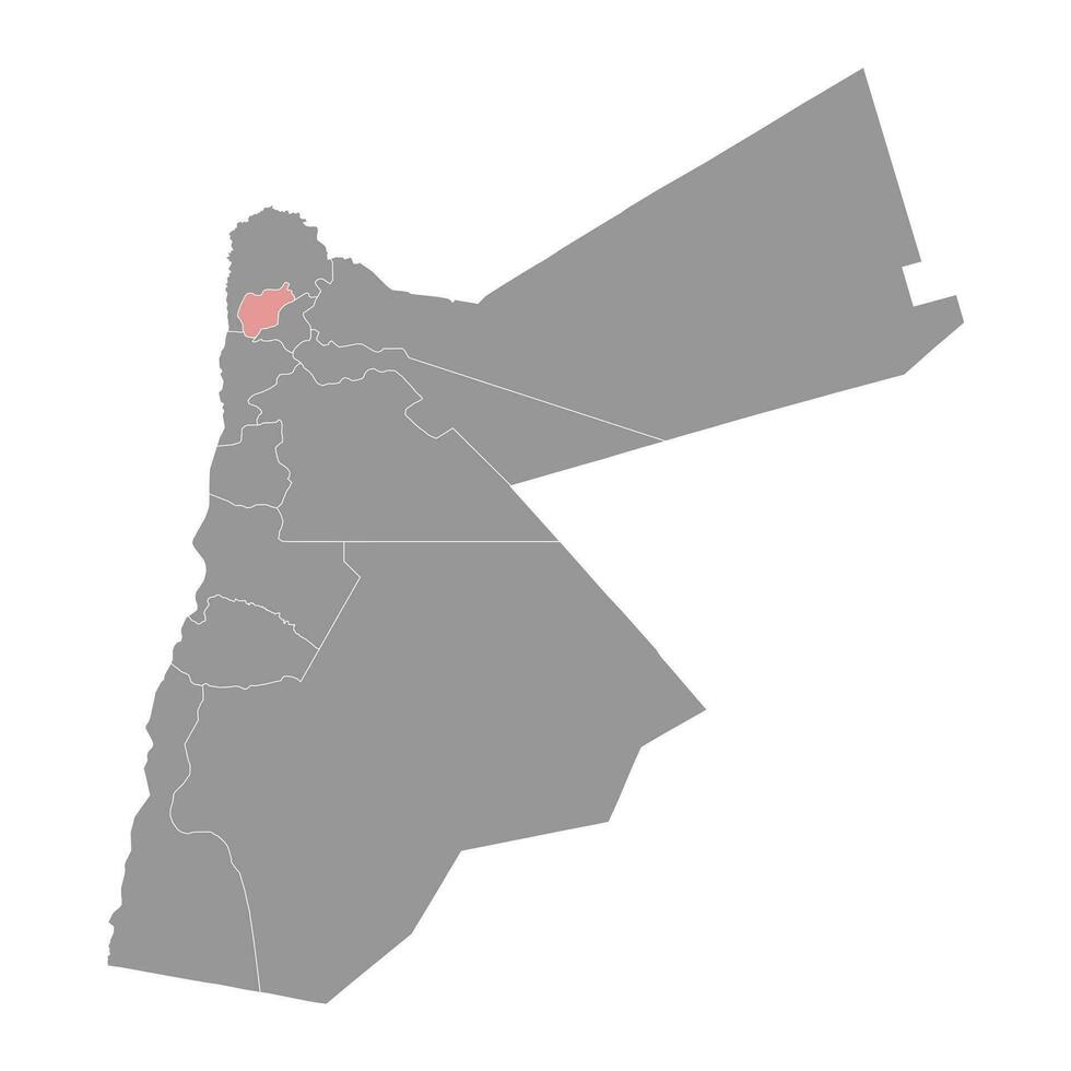 ajloun gobernación mapa, administrativo división de Jordán. vector