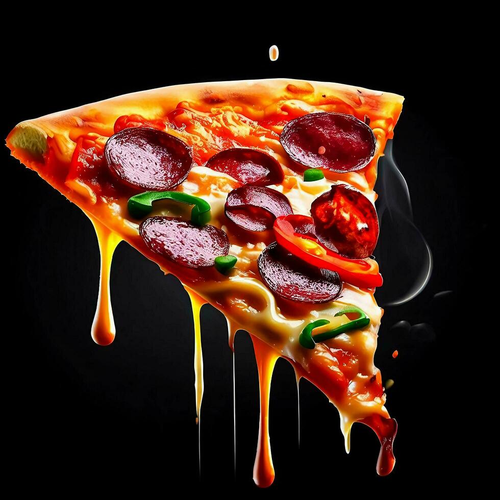 A hot pizza slice with sauce on it, Ai Generative photo