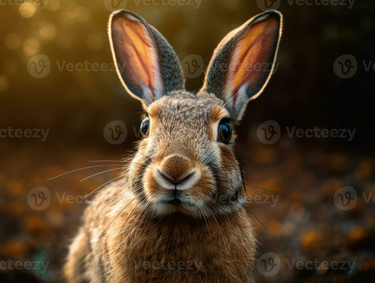 Rabbit portrait created with Generative AI technology photo