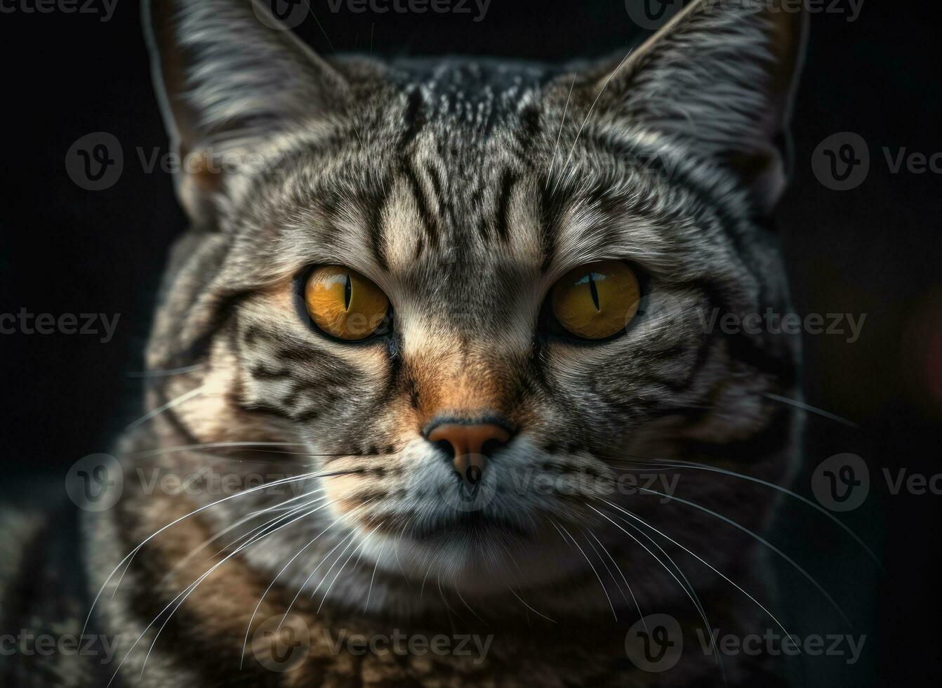 American shorthair cat portrait close up created with Generative AI technology photo