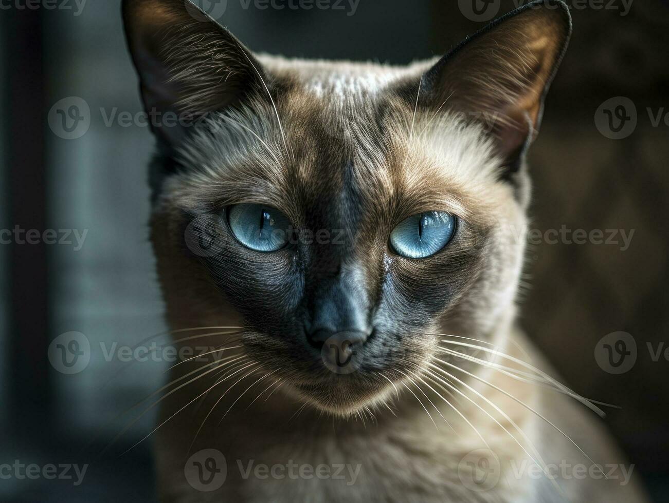 Tonkinese cat portrait created with Generative AI technology photo