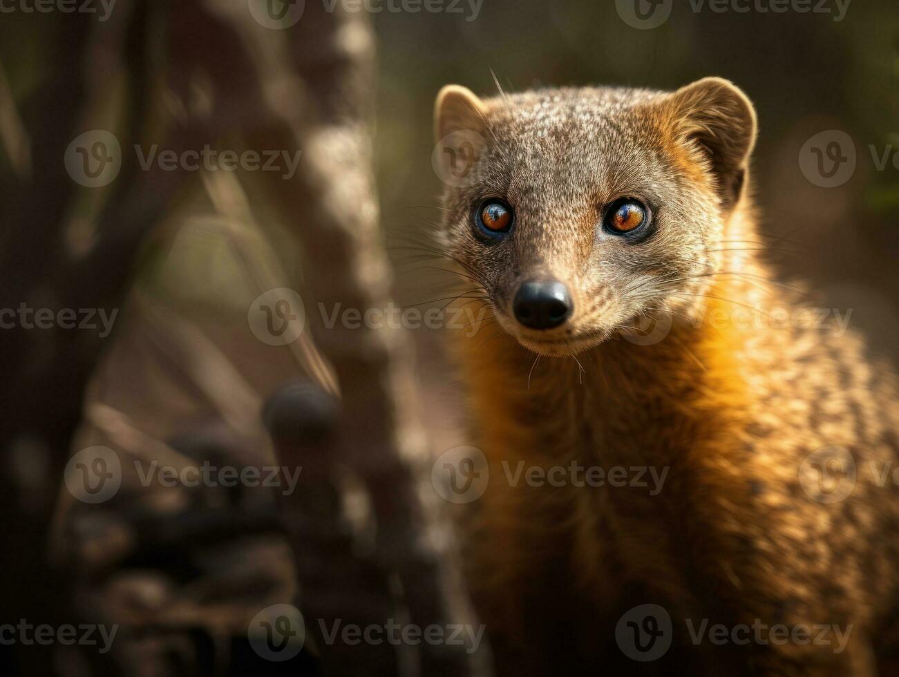 Mongoose portrait created with Generative AI technology photo