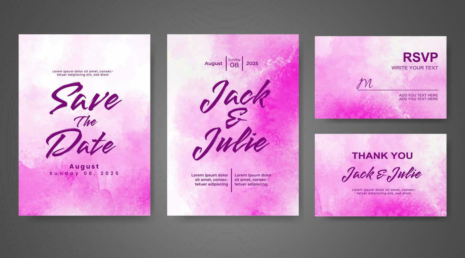 Wedding invitation with abstract watercolor background vector