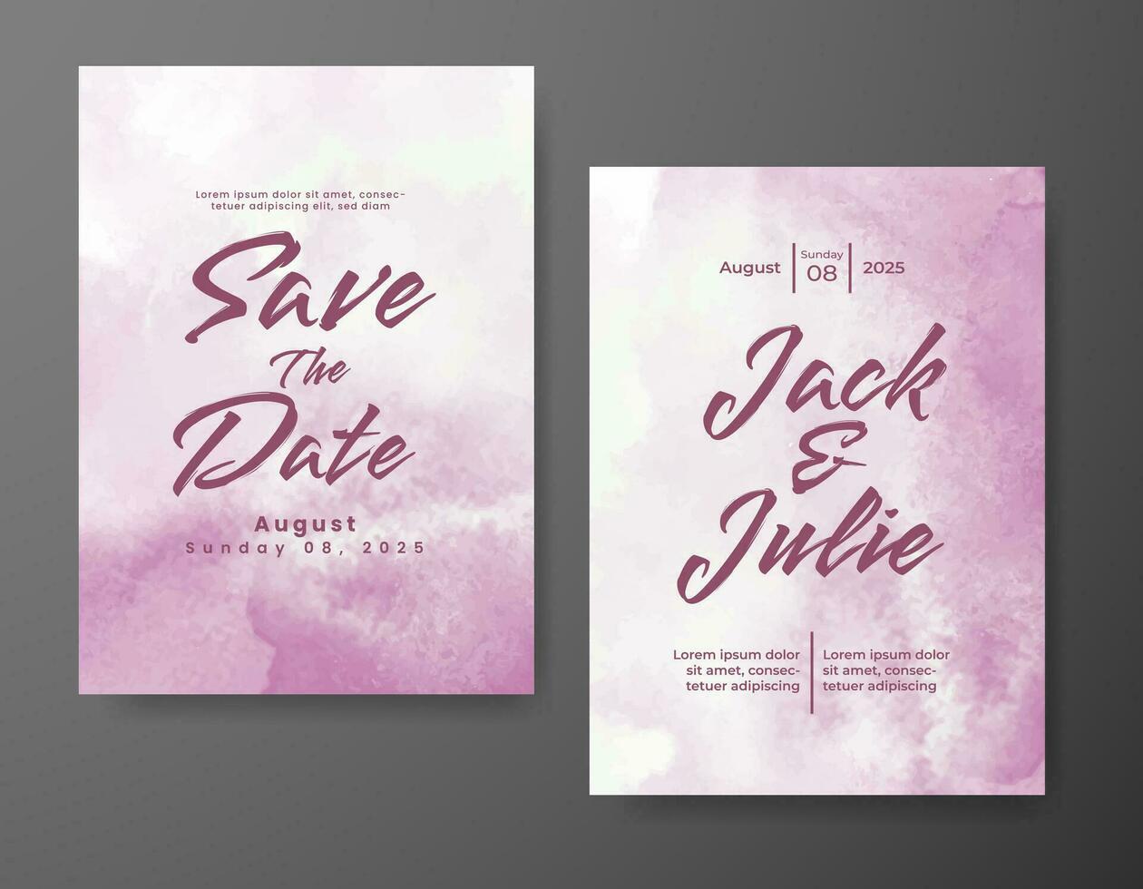 Wedding invitation with abstract watercolor background vector