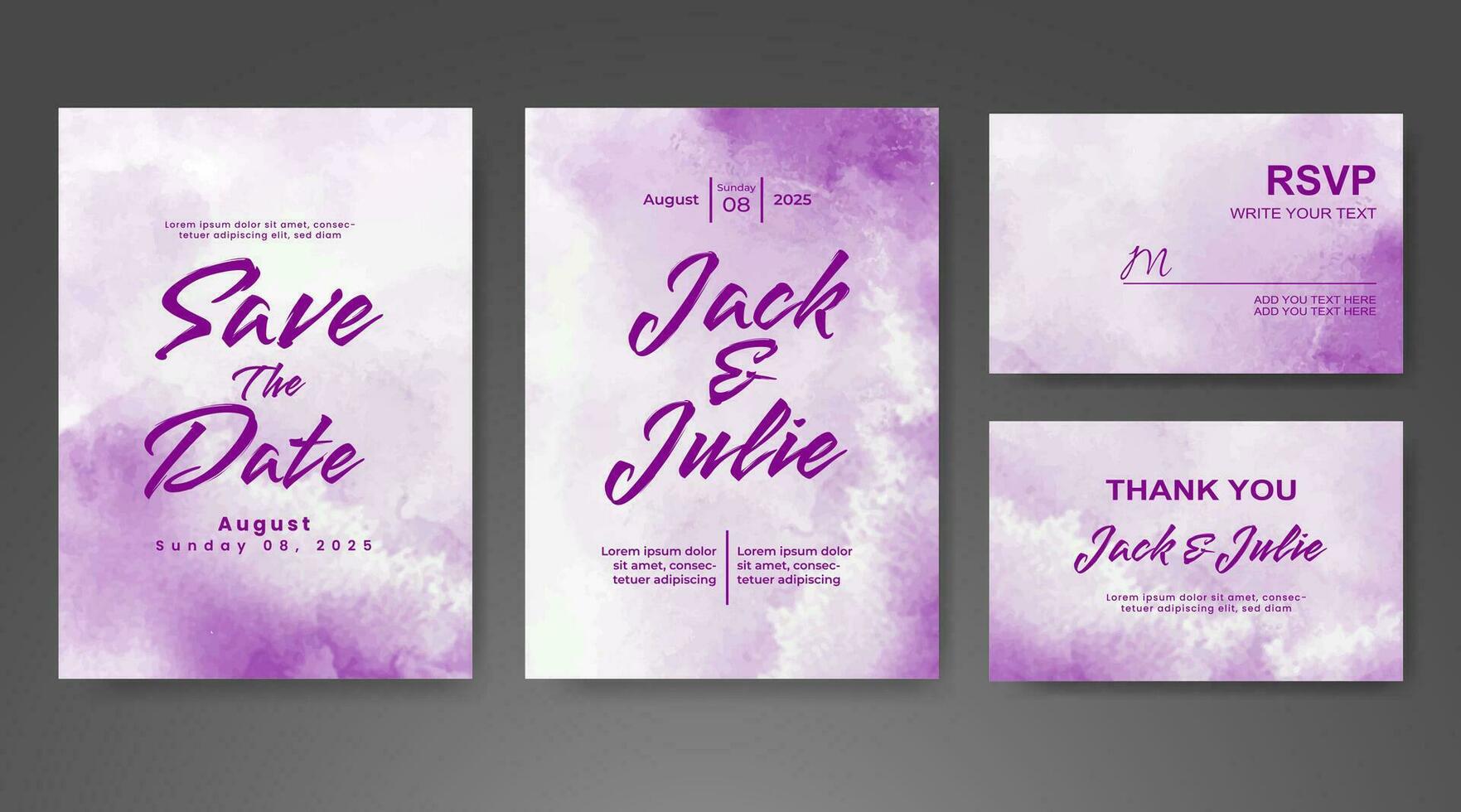 Wedding invitation with abstract watercolor background vector
