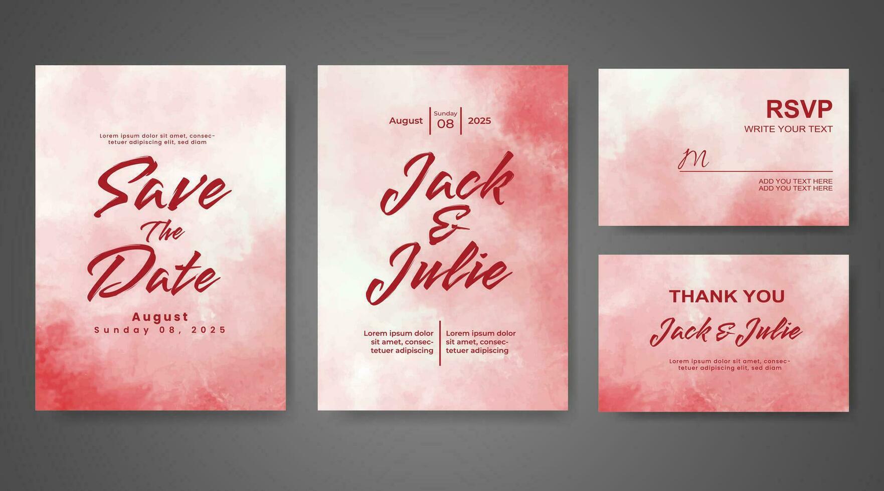 Wedding invitation with abstract watercolor background vector