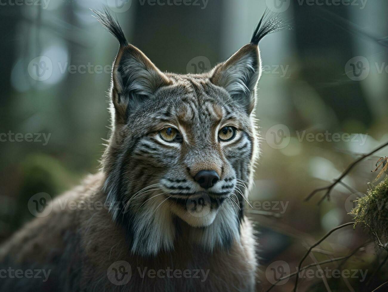 Lynx portrait close up created with Generative AI technology photo