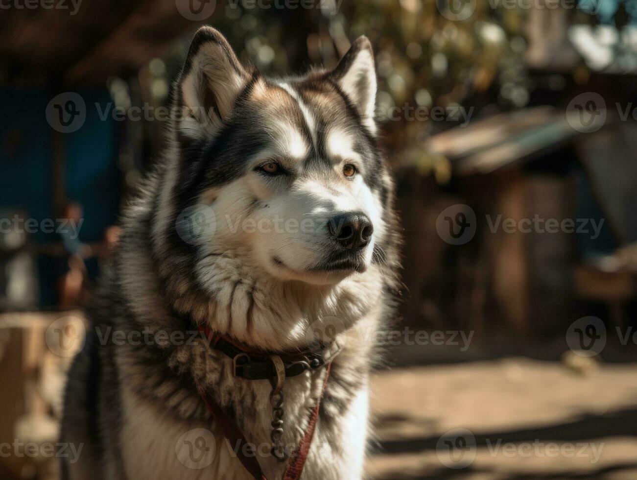 Alaskan Malamute dog created with Generative AI technology photo