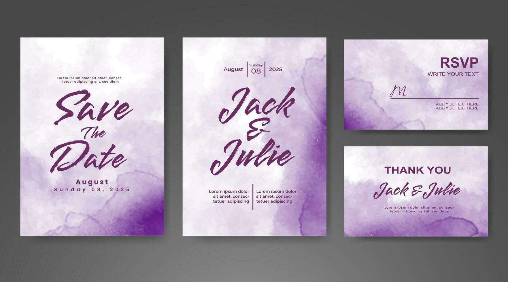 Wedding invitation with abstract watercolor background vector