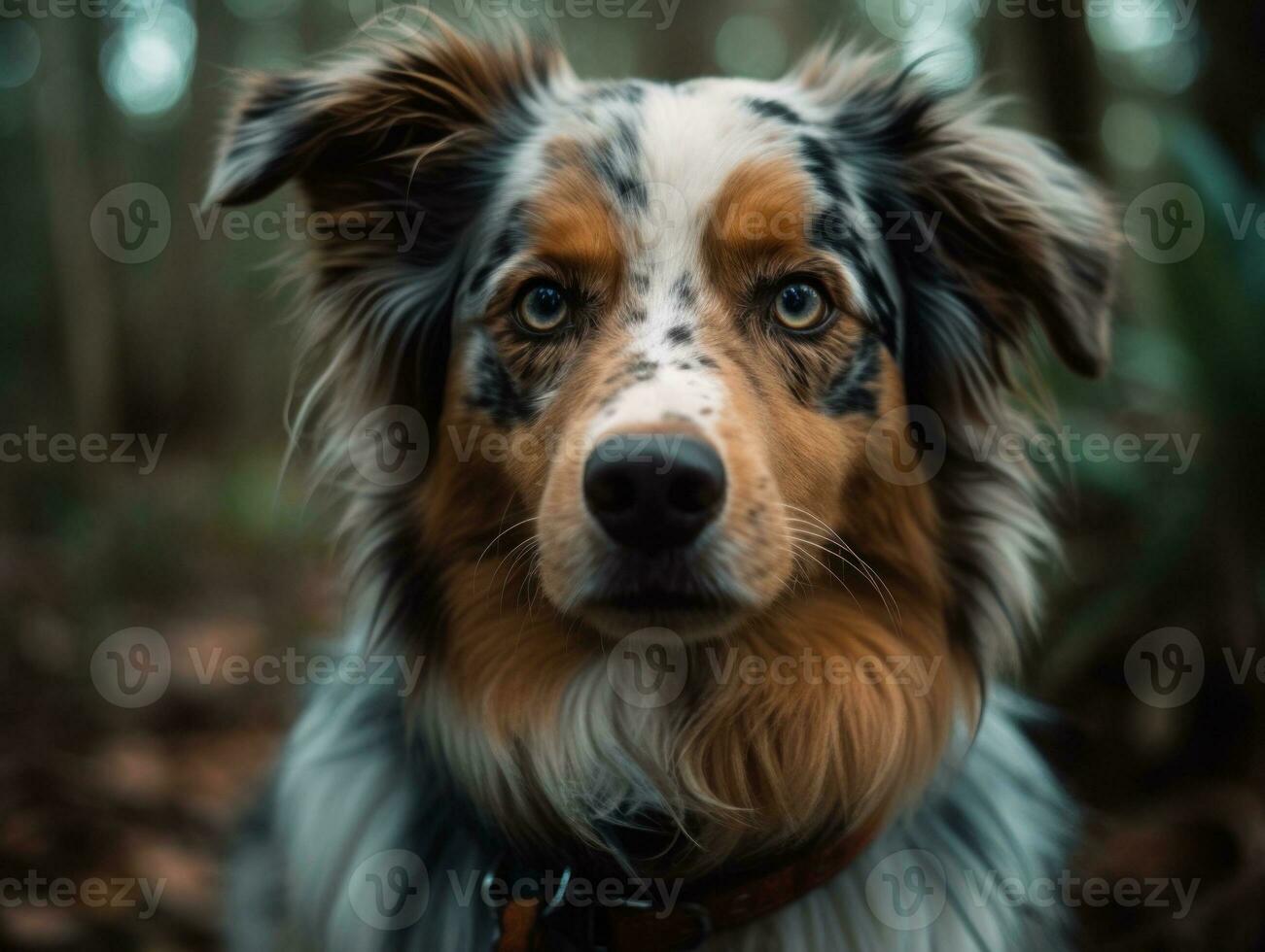 Australian Shepherd dog created with Generative AI technology photo