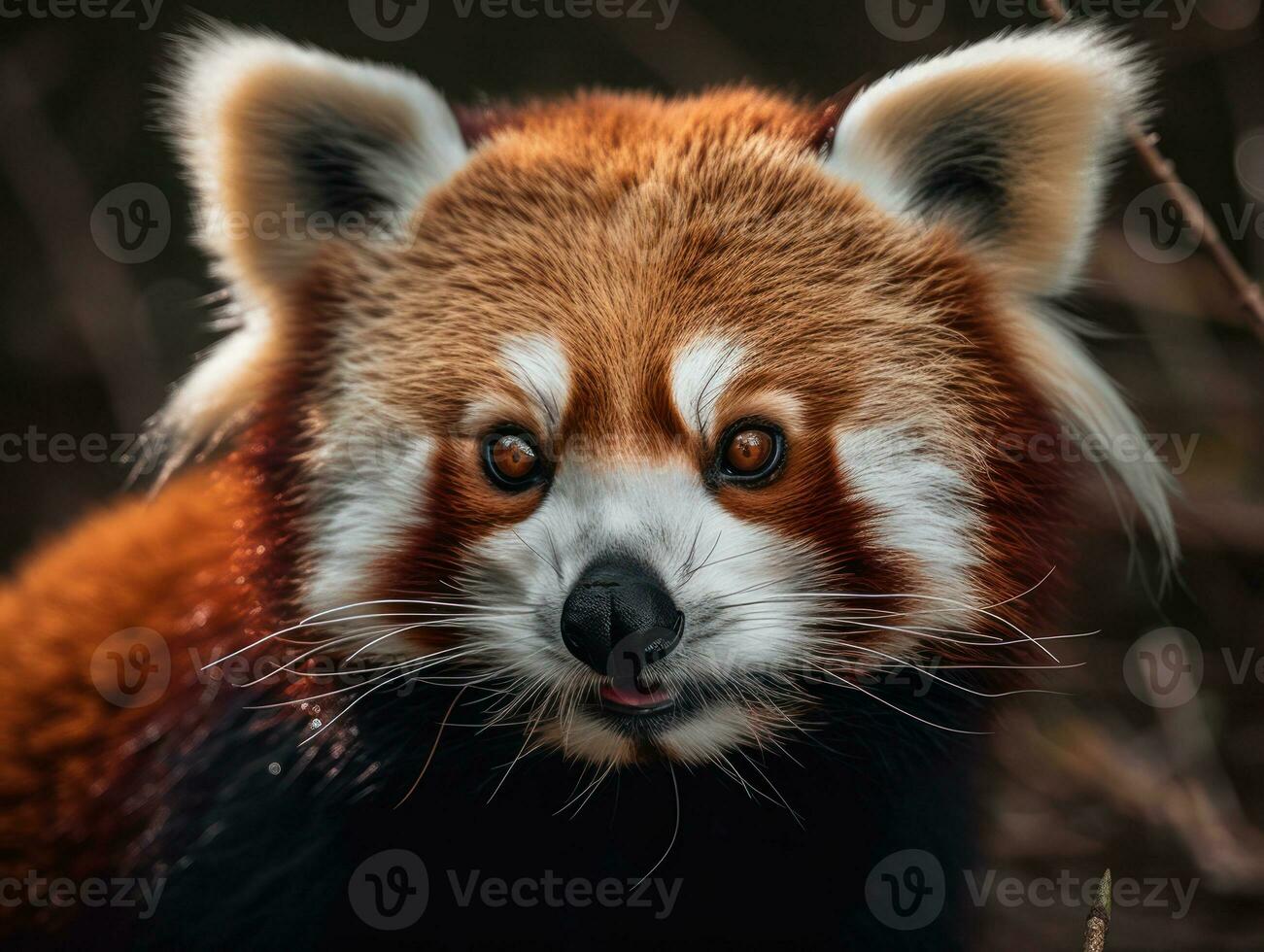 Red panda portrait created with Generative AI technology photo