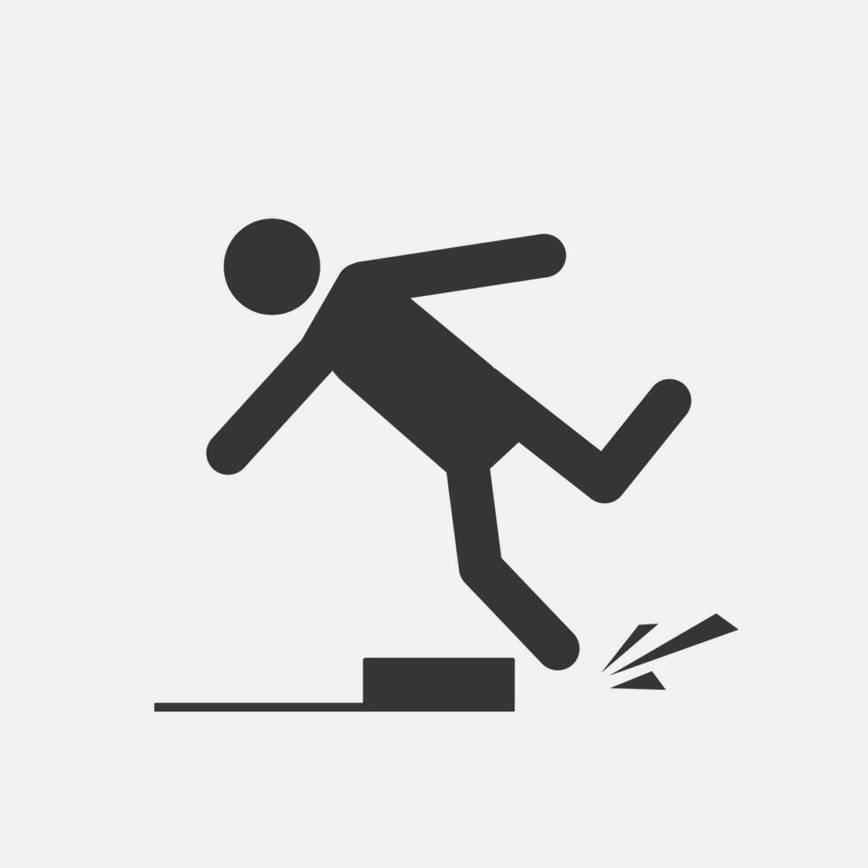 Trip icon. Mind your step notice. Watch warning sign. Vector