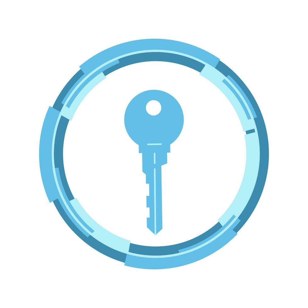 Digital key illustration. Secure privacy password. Protect user account. Tech system concept. Vector
