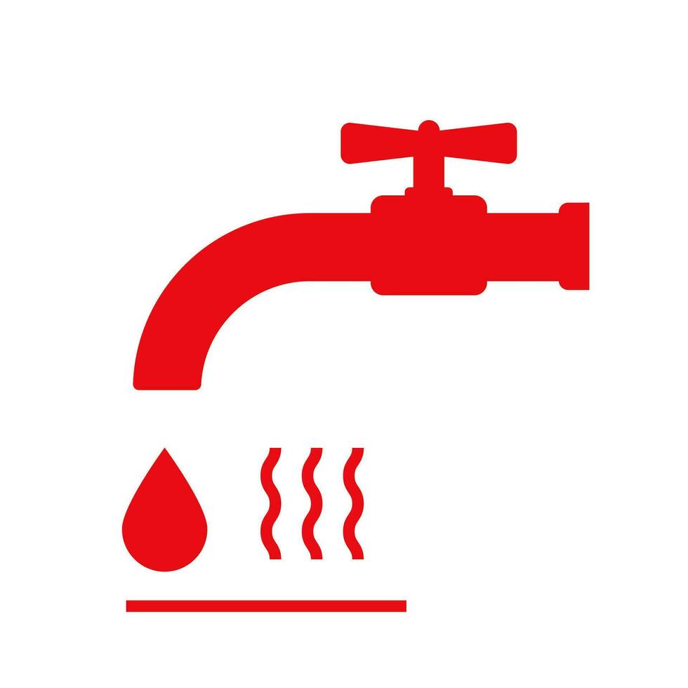 Tap hot water symbol. Be carefull,  risk of getting burned. Vector