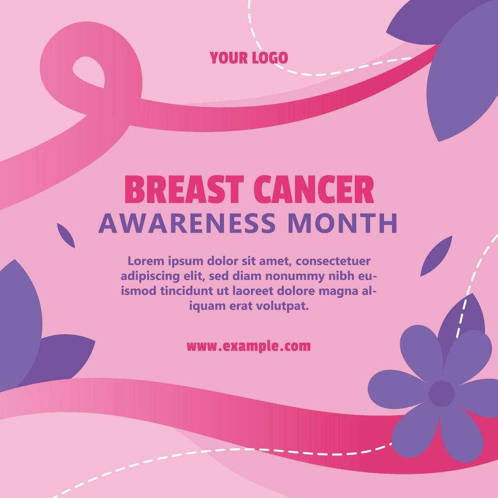 minimal colorful breast cancer awareness banner flyer social media post template vector