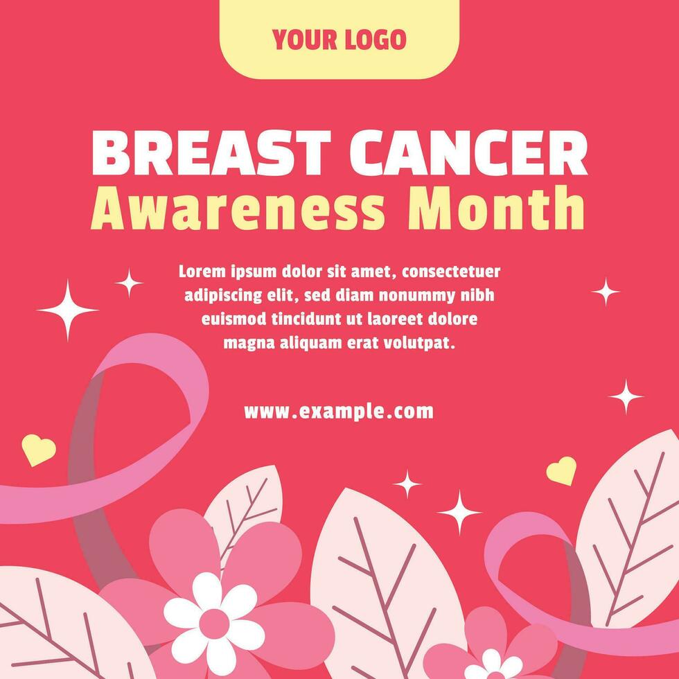 adorable breast cancer awareness banner flyer social media post template vector